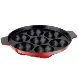 Nirlon 7-Cavity Non-Stick Appam Patra (Red)