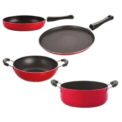 Nirlon Aluminium Non Stick Kitchen Utensil for Cooking Pots and Pan Set of 4 Pieces (FT13_FP10_KD12_CS24)
