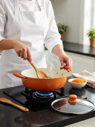 NIRLON Ceramic Coated Aluminum Kadai with Glass Lid 3pcs Set Induction Bottom Non-Stick Coated Cookware Set (Aluminium, 3 - Piece)