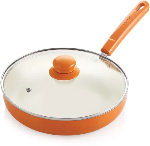 Image of NIRLON Ceramic Coating Non Stick Induction Frying Pan with Glass Lid Fry Pan