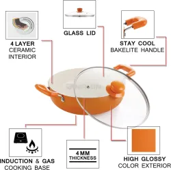 NIRLON Ceramic Non Stick Induction Aluminium Kadha