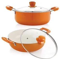 NIRLON Ceramic Non Stick Induction Base Cookware Aluminium Pots and Pans Set Pot 24 cm, 24 cm diameter 3 L, 3.1 L capaci