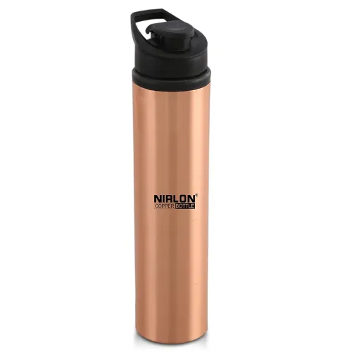 Image of NIRLON Jal Copper Tamba Bottle with Leaf Proof Protection/Joint Less, Ayurveda and Yoga Health Benefits for Everyday Use