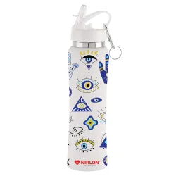 NIRLON Flip Bot Stainless Steel Rubber Finish Water Bottle with Straw Lid For Fridge, School,Gym,Home,office,Boys, Girls