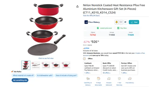 Image of Nirlon Nonstick Coated Heat Resistance Pfoa Free Aluminium Kitchenware