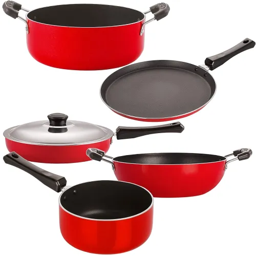 Image of Nirlon Gas Stovetop Compatible Non-Stick 5 Piece Cooking Essential Combo Set 