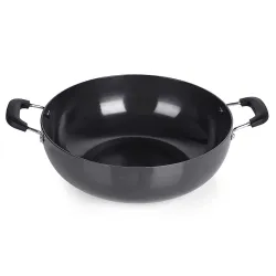 NIRLON Hard Anodised Deep Kadhai, Gas Stove Compatible - Black (3 Litre)