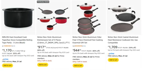 Image of Nirlon Kitchen cookware Set Minimum 70% Discount