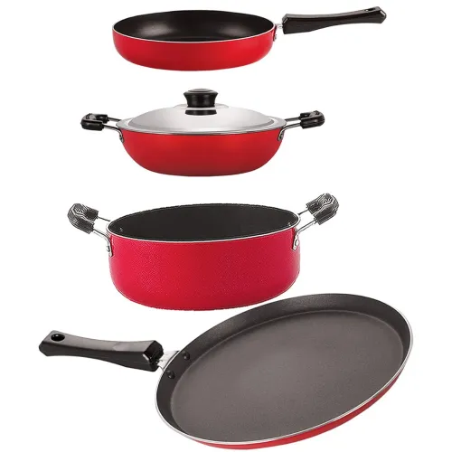 Image of Nirlon Kitchenware Cookware 3 Layer Superior Coating Gift Set of 4 Pieces Premium Quality (FT13_FP10_DKD(M)_CS24)