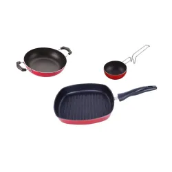 Nirlon Kitchenware Pots and Pan 3 Layer Set of 3 Pieces (VG_KD12_GP24)