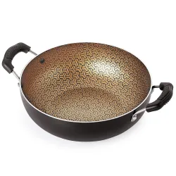 Nirlon Majesty Dishwasher Safe Aluminum Non Stick Deep Kadhai 22cm-2.25 Liter (Non Induction Base)