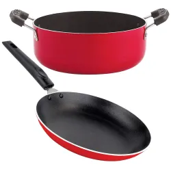 Nirlon Non-Stick Odor Free Aluminium Casserole and Tapper pan Combo Item Set