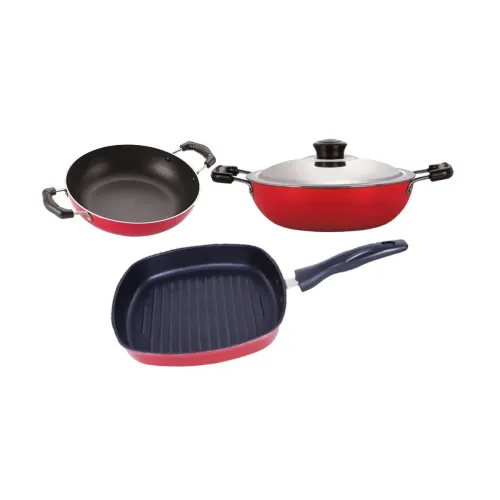 Image of Nirlon Non Stick Aluminium Cookware Set of 3 Pieces