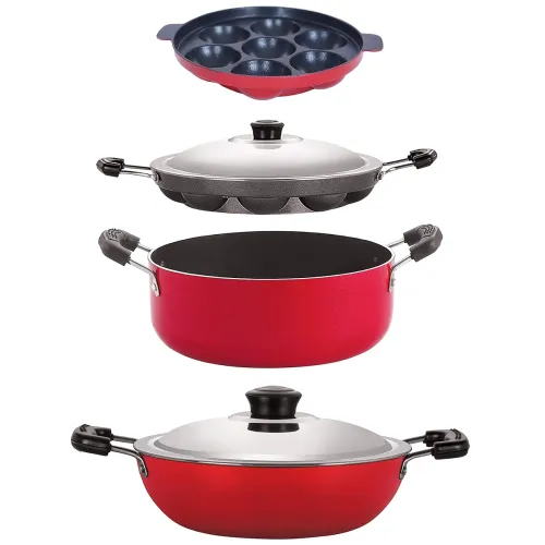 Image of Nirlon Non-Stick Aluminium Heat Resistance Cookware Set of 4