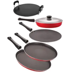 Nirlon Non-Stick Aluminium Odor Free 5 Piece Chemical Free Pots and Pans Combo Item