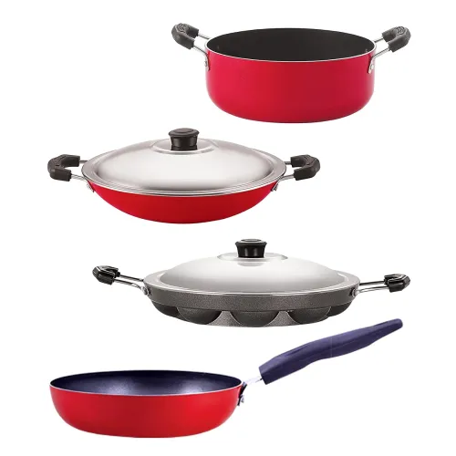 Image of Nirlon Non Stick Cookware Combo Set 4 Pieces Bakelite Handle