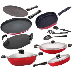Nirlon Non-Stick Heavy Gauge Aluminium Kitchen Items 10pcs