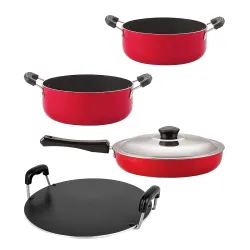 Nirlon Non Stick Kitchenware Cooking Utencil Gift Set of 4 Pieces (FP10_RT_CS26_CS24)
