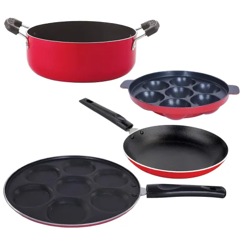 Image of Nirlon Non-Stick 3-Layer Cookware Set with Bakelite Handle