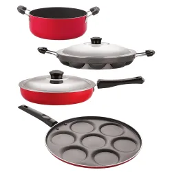 Nirlon Non-Stick 4-Pcs Cookware Combo Set