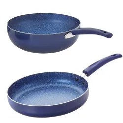Nirlon Bling Induction Base Non Stick Aluminium 2 Piece Pots and Pan Set [1 Fry Pan 240mm - 1.5 Liter|1 Kadhai 240mm - 3 Liter]