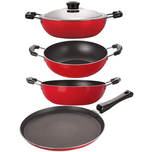 Image of Nirlon Non-Stick Aluminium 4Pc Kitchen Cookware Set