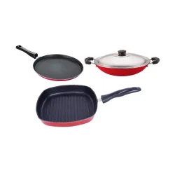 Nirlon Non-Stick Aluminium Cookware Set of 3 Pieces (FT12_AC_GP24)