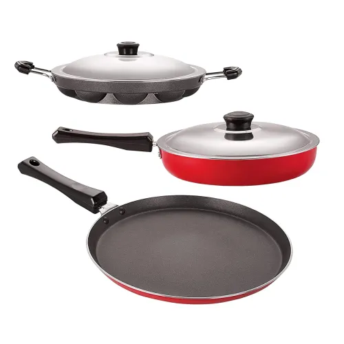Image of Nirlon Nonstick Aluminium Rust 3Piece Kitchen Essential Set 