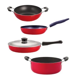 NIRLON Non-Stick Chemical-Free Aluminium Healthy Kitchenware Set of 4 Pieces (FP11_KD11_CVG_CS24)