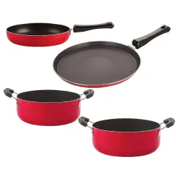 Nirlon Kitchen Pots & Pans Premium Quality Non Stick Cookware Set of 4 Pieces (FT13_FP10_CS22_CS24)