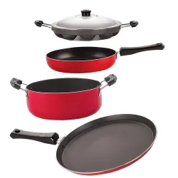 Nirlon Aluminium Non Stick Kitchen Essentials cookware Set of 4 Pieces (FT13_FP10_AP12_CS24)