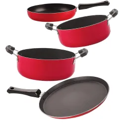 Nirlon Non Stick Cookware Pots & Pan Gift Set of 4 Pieces with Bakelite Handle (FT13_FP11_CS26_CS24)