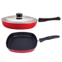 NIRLON Non-Stick Fry Pan & Grill Pan Combo (2 pcs)