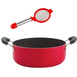 Nirlon Non-Stick Odor Free Aluminium Casserole with Free Tea Stainer
