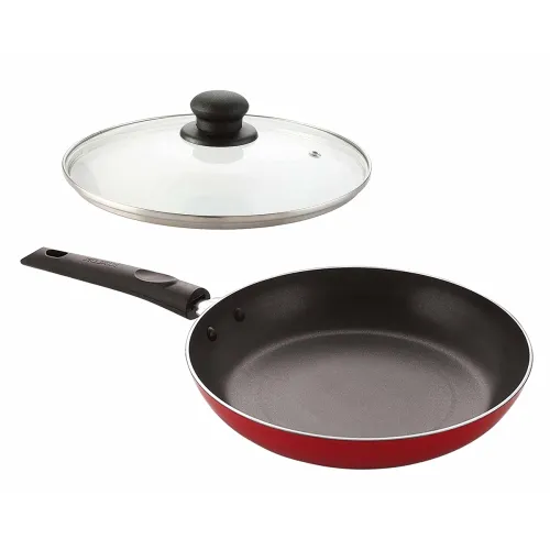Image of NIRLON Non-Stick 20 cm Taper Fry/Omelette Pan with Glass Lid