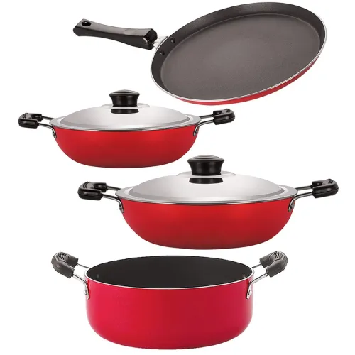 Image of Nirlon Odor Free 3 Layer Non Stick Coating Cookware Gift Item Set of 4 Pieces with Bakelite Handle(FT13_DKD(B)_DKD(J)_CS