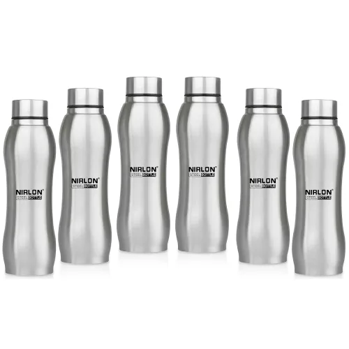 Image of NIRLON Ozone Stainless Steel Water Bottle, 750ml * set of 6