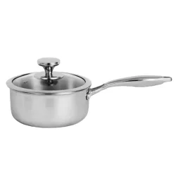 Nirlon Platinum Triply Stainless Steel Induction Base Sauce Pan Milk Pan/Coffee Pan/Tea Pan/Tea Pot/Milk Pot with Glass 