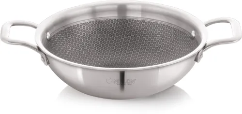 Image of Nirlon Prima: 20cm Triply Stainless Steel Honeycomb Kadhai (1.6L)