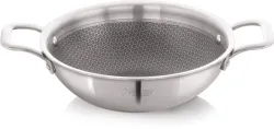 Nirlon Prima: 20cm Triply Stainless Steel Honeycomb Kadhai (1.6L)