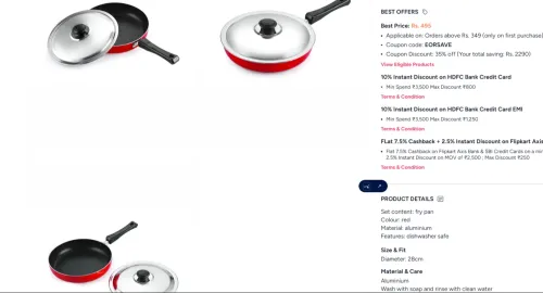 Image of NIRLON Red Aluminium Dishwasher Safe Fry Pan