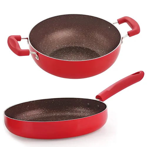 Image of Nirlon Red Stone Non-Stick Cookware Set - 2 Pcs