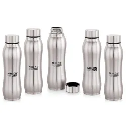 NIRLON Single Wall Stainless Steel Water Bottle 750 ml set of 5