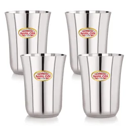 NIRLON Stainless Steel Satyam Heavy Gauge Glass Set of 4, 300ml