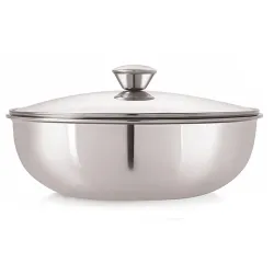 Nirlon Stainless Steel Tasla /Kadhai 2.5L (24cm, Silver)