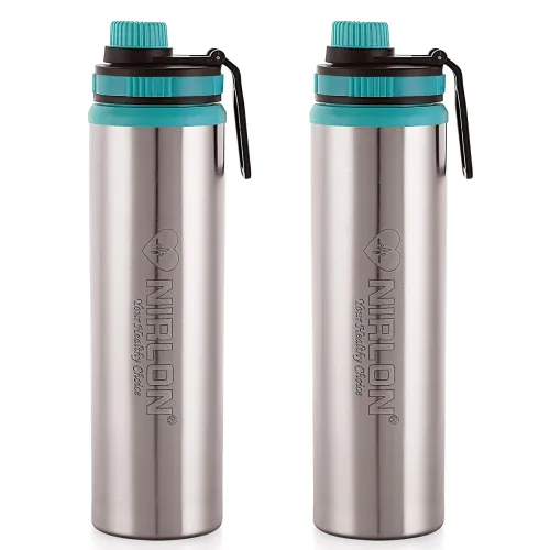 Image of NIRLON Eco Star Stainless Steel Water Bottle 900ml Green Colour Set2