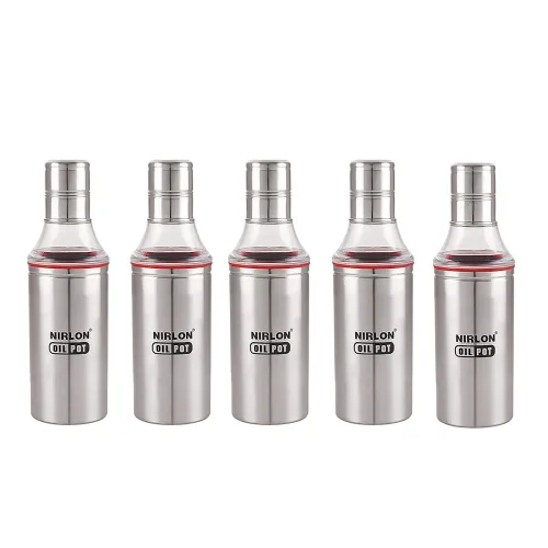 Image of NIRLON STEEL LARGE COOKING OIL DISPENSER FOR HOME, HOTEL, RESTRATURENT 600 ML (PACK OF 05)