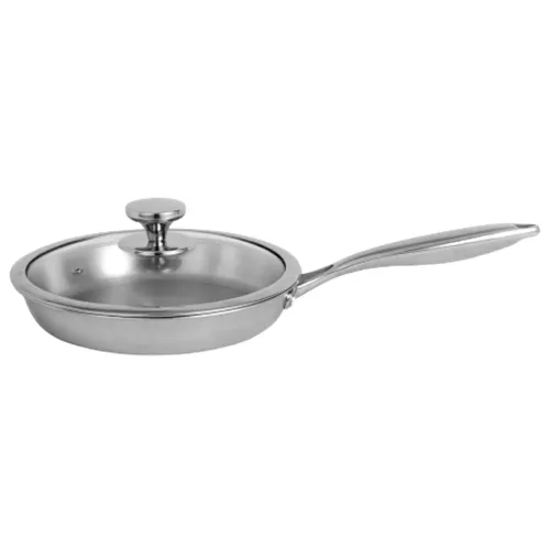 Image of Nirlon Tri-ply Stainless Steel Frying Pan with Glass Lid (24 cm)