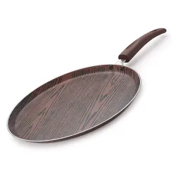 Nirlon Woody Non Stick Aluminium Gas & stovetops Friendly Flat Dosa Tawa 26cm Color-Wood(Woody_FT26cm)