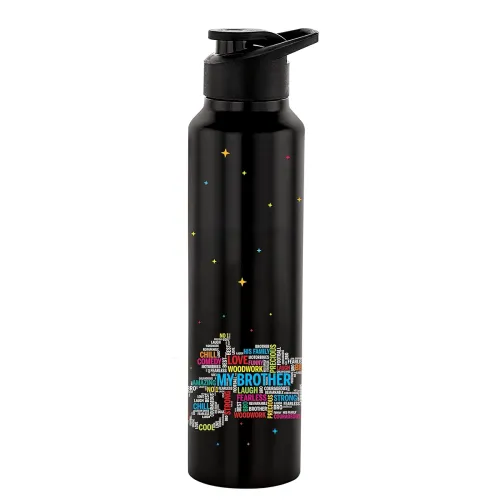 Image of NIRLON Classic Flip UV Printed Single Wall Stainless Steel Sipper Cap Water Bottle 1000ml |Fridge Water Bottle| Office B